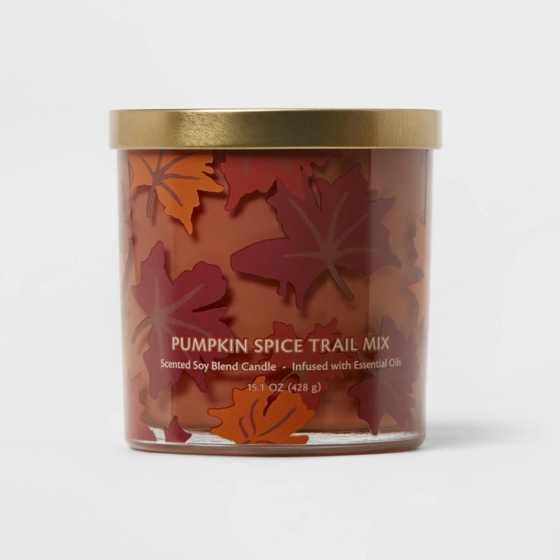 Photo 1 of 15.1oz Pumpkin Spice Trail Mix Candle Leaves Print - Opalhouse™
