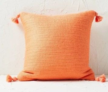Photo 1 of  Opalhouse Jungalow Textured Solid Square Orange 18” Throw Pillow
