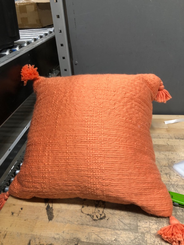 Photo 2 of  Opalhouse Jungalow Textured Solid Square Orange 18” Throw Pillow
