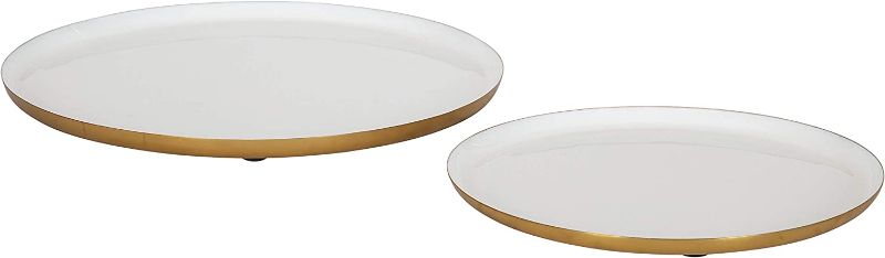 Photo 1 of Kate and Laurel Neila Modern Tray Set, 2 Pieces, White and Gold, Decorative Trays for Storage and Display
