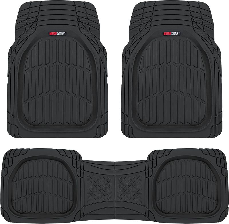 Photo 1 of Motor Trend 923-BK Black FlexTough Contour Liners-Deep Dish Heavy Duty Rubber Floor Mats for Car SUV Truck & Van-All Weather Protection Trim to Fit Most Vehicles
