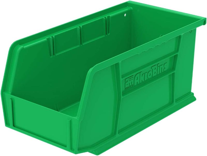 Photo 1 of Akro-Mils 30230 AkroBins Plastic Hanging Stackable Storage Organizer Bin, 11-Inch x 5-Inch x 5-Inch, Green, 12-Pack

