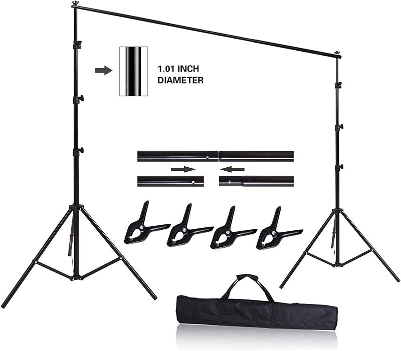 Photo 1 of HYJ-INC 10ft x 8.5ft Adjustable Photography Backdrop Support System Photo Video Studio Muslin Background Stand Kit with Carry Bag
