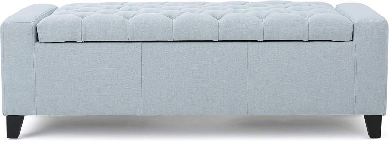 Photo 1 of Christopher Knight Home Hikaru Fabric Storage Ottoman, Light Sky
