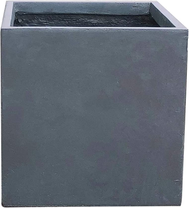 Photo 1 of Kante 16" Square Concrete Planters for Outdoor Outdoor Patio Garden, Lightweight Modern Planter Pots Charcoal
