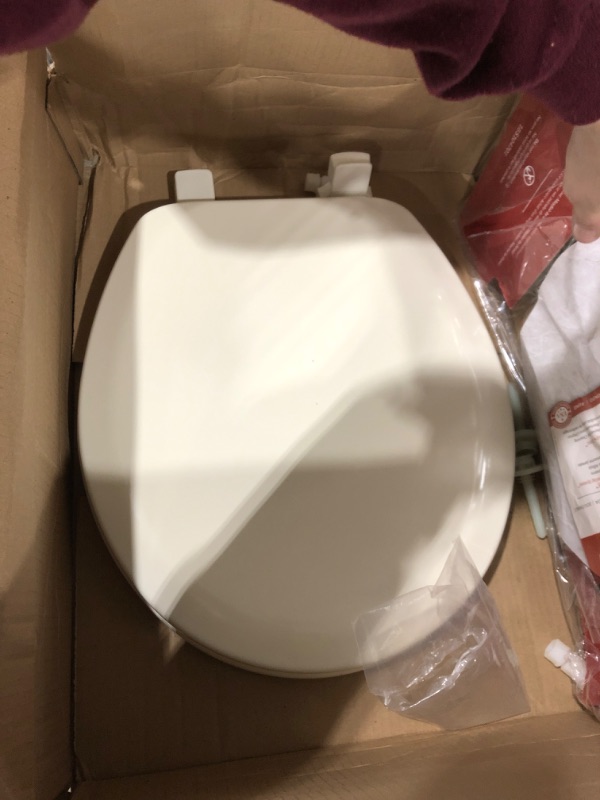 Photo 2 of MAYFAIR 41EC 346 Cameron Toilet Seat will Never Loosen and Easily Remove, ROUND, Durable Enameled Wood, Biscuit/Linen 1 Pack Round Biscuit/Linen Toilet Seat