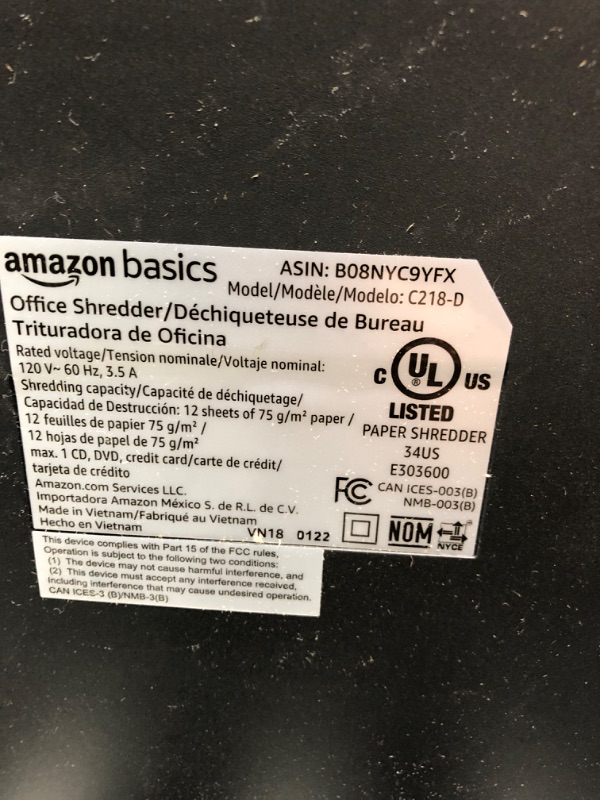 Photo 4 of ***SEE NOTE*** Amazon Basics 12 Sheet Micro-Cut Paper,Credit Card and CD Shredder for Office/Home & Paper Shredder Sharpening & Lubricant Sheets - Pack of 24
