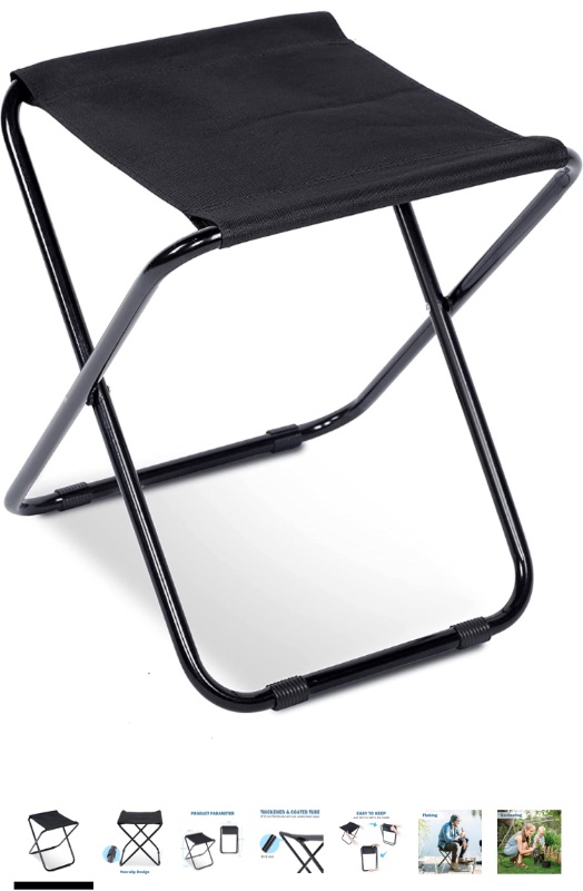 Photo 1 of YSSOA Ultralight Portable Camping Stool, Light Weight Backpacking Slacker Folding Chair for Outdoors and s, Features with Heavy Duty and Sturdy (Color: Black)