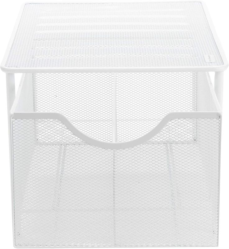 Photo 1 of Mind Reader Organizer Storage Basket, 15.4” L x 9.4” W x 7.5” H, White
