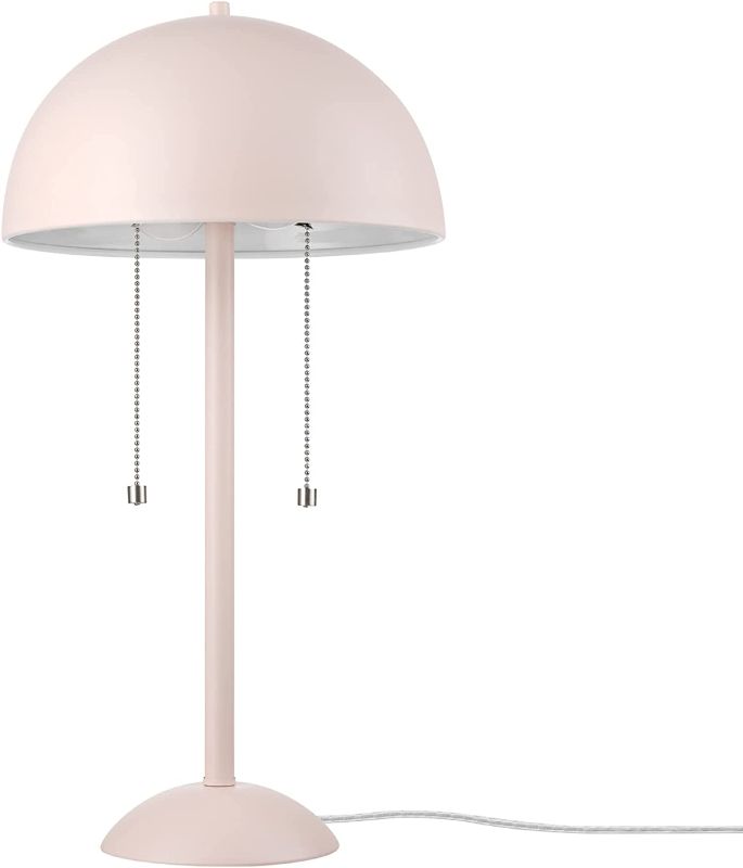 Photo 1 of Globe Electric 65531 21" 2-Light Table Lamp, Matte Blush Pink, Double Plated Nickel On/Off Pull Chains, Table Lamp for Living Room, Home Décor, Lamps for Bedrooms, Room Décor, Nightstand
