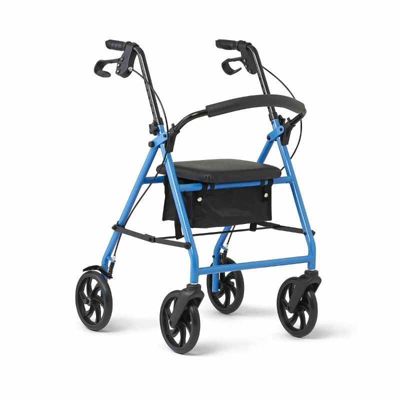 Photo 1 of Medline Standard Steel Folding Rollator Adult Walker with 8" Wheels, Supports up to 350 lbs, Light Blue