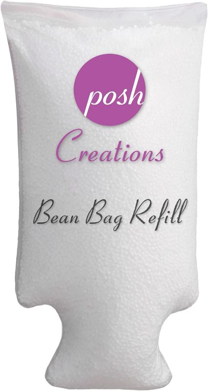 Photo 1 of Posh Creations Filling Bean Bag Refill, 100 L, White with EZ-Pour Zipper Spout
