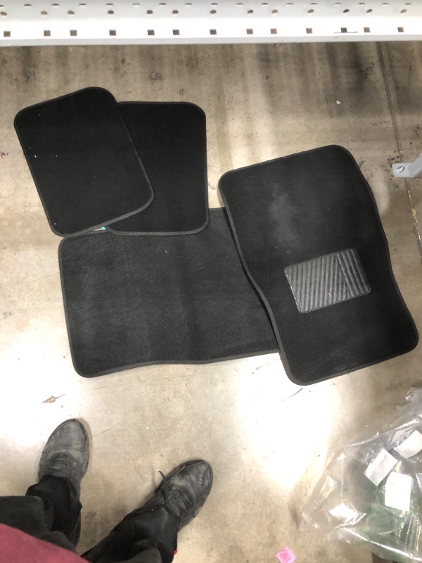 Photo 2 of Premium 4PC Set of Carpet Car Floor Mats with Vinyl Safety Heel Pad for Car, Truck, SUV, Coupe Sedan, Black (MT-100-BK)