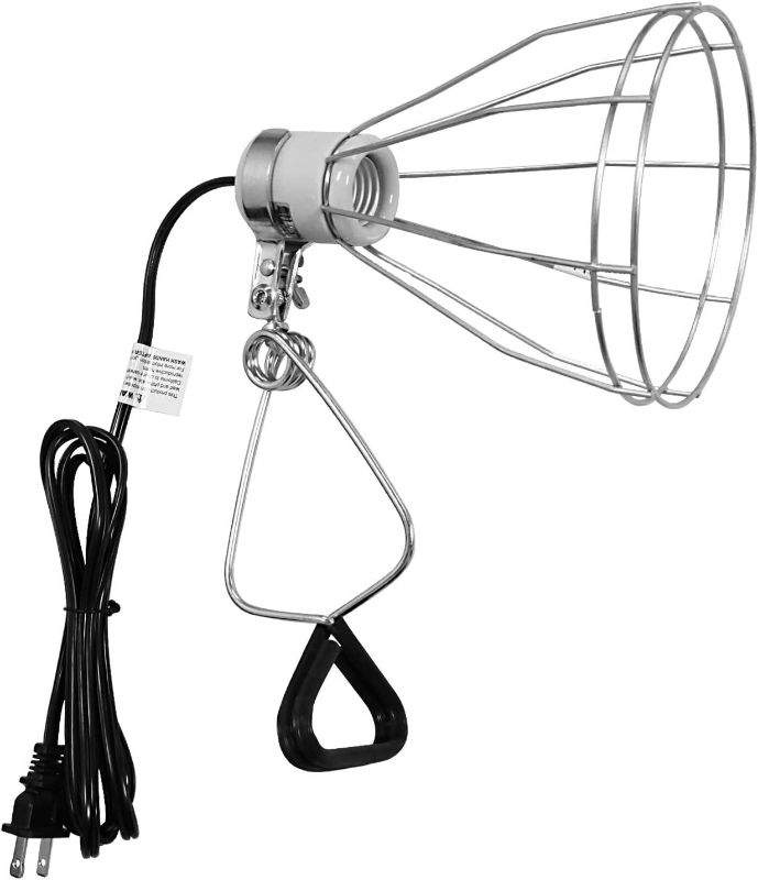 Photo 1 of Simple Deluxe Clamp Lamp Light with Steel Cage Wire Grillup To 250W E26 Socket (No Bulb Included) 6' Cord, Silver
