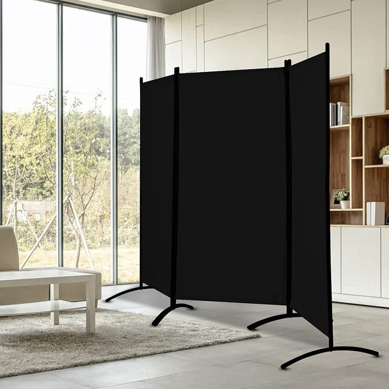 Photo 1 of Grezone 3 Large Folding Panel Portable Stand Room dividers Privacy Screen for Bedroom Dining Room Screens Living Room Curtains Partition Home Office Dorm Separation (Black)
