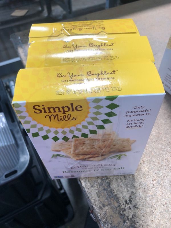 Photo 2 of *7/24/2023* 3 PACKS Simple Mills Almond Flour Crackers, Rosemary & Sea Salt - Gluten Free, Vegan, Healthy Snacks, 4.25 Ounce (Pack of 3) Rosemary & Sea Salt 4.25 Ounce (Pack of 3)