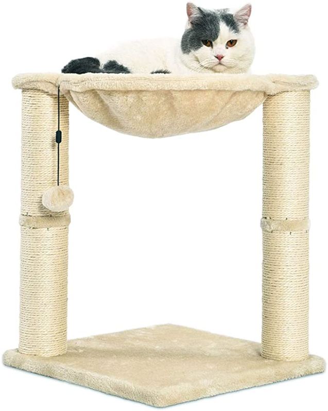 Photo 1 of Amazon Basics Cat Condo Tree Tower with Hammock Bed and Scratching Post
