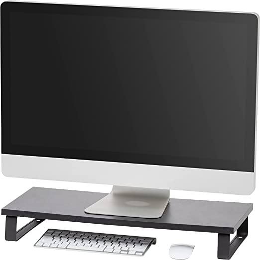 Photo 1 of IRIS USA Computer Monitor Stand Ergonomic Desktop Riser, 1-Tier, Black
