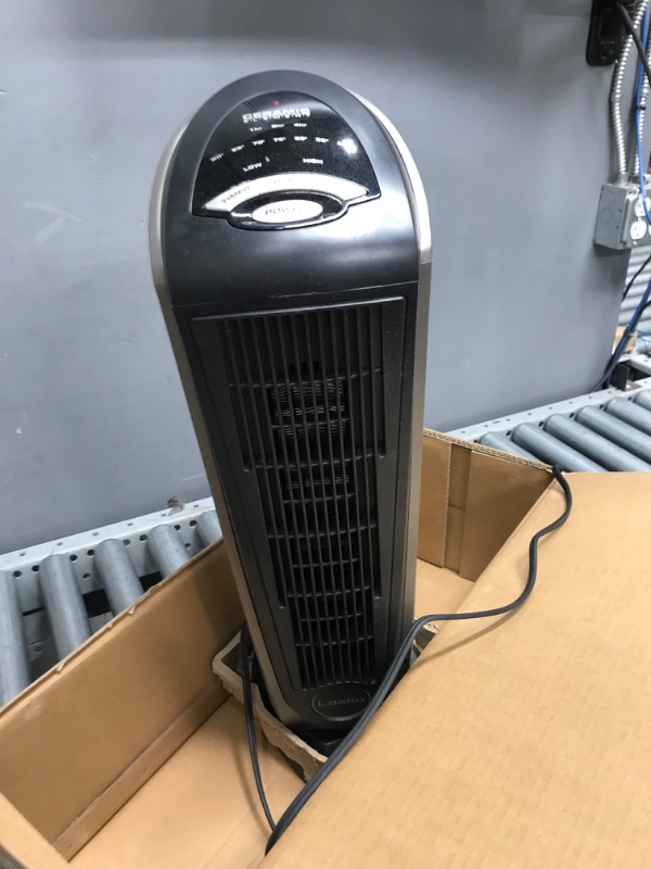 Photo 3 of ***PARTS ONLY*** Lasko Oscillating Ceramic Tower Space Heater for Home with Adjustable Thermostat, Timer and Remote Control, 22.5 Inches, Grey/Black, 1500W, 751320
