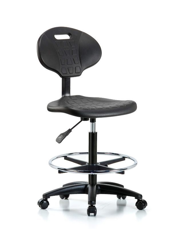 Photo 1 of parts only    LabTech Seating LT43883 Tulip High Bench Chair, Polyurethane, Nylon Base - Chrome Foot Ring, Casters
