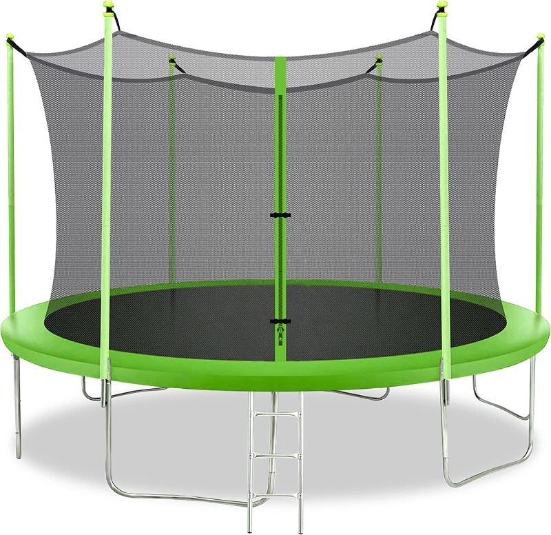 Photo 1 of 8FT 10FT 12FT 14FT Trampoline with Enclosure Net Outdoor Jump Rectangle Trampoline - ASTM Approved-Combo Bounce Exercise Trampoline PVC Spring Cover Padding for Kids and Adults.
