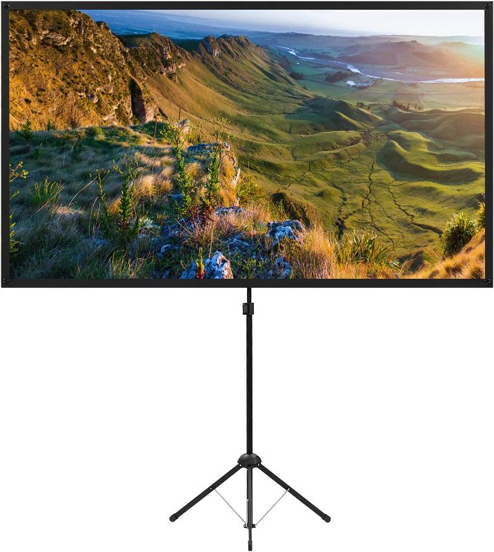 Photo 1 of 
Projector Screen with Stand, 100 Inch Outdoor Projector Screen 16:9 and Tripod Stand, Portable Projector Screen with 1.2 Gain, Lightweight and Compact, 