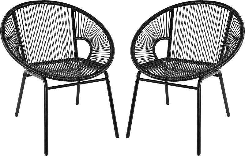 Photo 1 of 
Amazon Basics Outdoor All Weather PE Wicker Club Chair with Steel Frame - 2 Pack, Black
