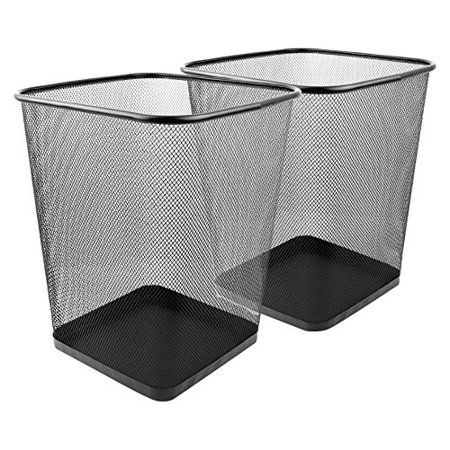 Photo 1 of Greenco Mesh Wastebasket Trash Can Square 6 Gallon Black 2 Pack
