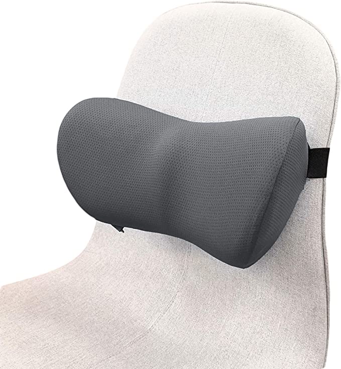 Photo 1 of Home 2 Office SMARTRIP Memory Foam Lumbar Support Pillow for Office Chair Back & Car - with an Adjustable Strap - for Lower Back Pain Relief, Improve Posture, One Size, Grey
