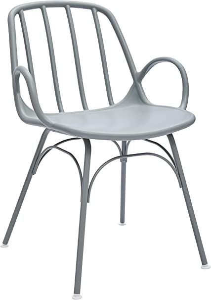 Photo 1 of Amazon Brand - Rivet Nova Modern Slatted-Back Plastic Dining Chair, 21.6"W, Moss Gray
