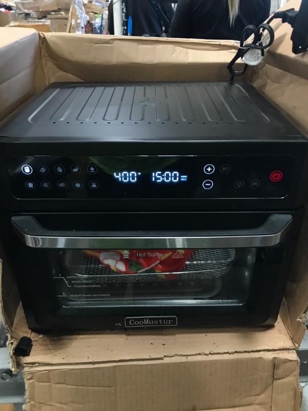 Photo 2 of 10-in-1 Air Fryer Oven, 20QT Toaster Oven Air Fryer Combo, Digital LCD Touch Screen, 6-Slice Toast, Air Fry, Roast, Bake, Dehydrates, Reheat, Oil-Free Black Stainless Steel with 7 Accessories
