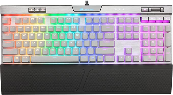 Photo 1 of Corsair  RGB MK.2 SE Mechanical RAPIDFIRE Gaming Keyboard - USB Passthrough & Media Controls - PBT Double-Shot Keycaps - Cherry MX Speed - RGB LED Backlit - White
