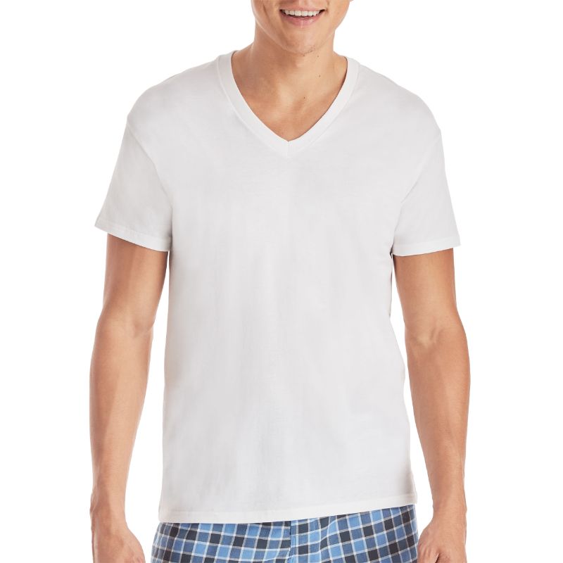 Photo 1 of SIZE XL-Hanes Men's Value Pack White V-Neck Undershirts,3 Pack
