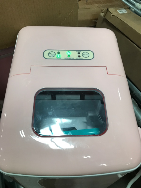 Photo 1 of 26 lb. Portable Ice Maker with Handle in Pink