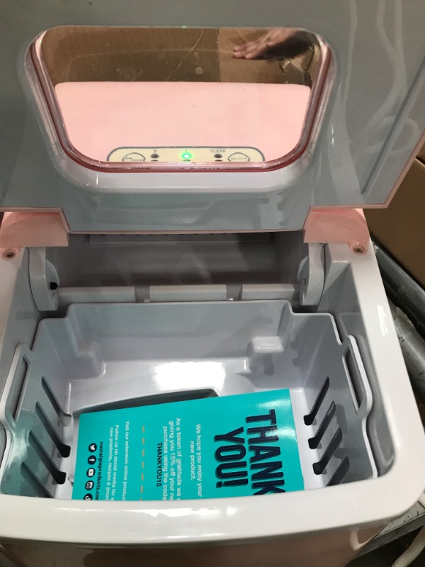 Photo 1 of 26 lb. Portable Ice Maker with Handle in Pink