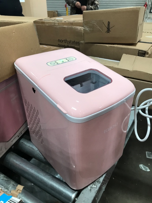 Photo 1 of 26 lb. Portable Ice Maker with Handle in Pink
