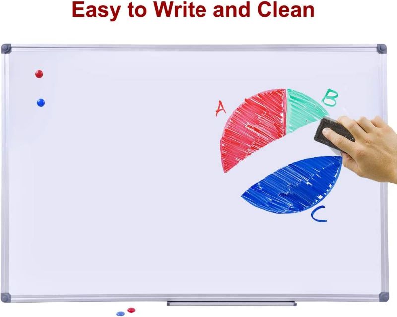 Photo 1 of 48 x 36-in Magnetic Dry Erase Board with Pen Tray| Aluminum Frame Portable Wall Large Whiteboard Message Presentation Board for Office & Classroom 