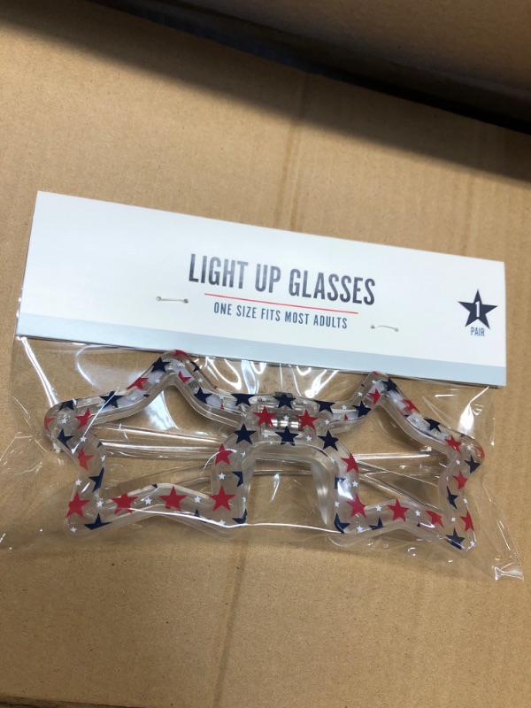 Photo 1 of Pack of 30- 4th of July Red White & Blue Star Shape Light Up Party Glasses Adult One Size 