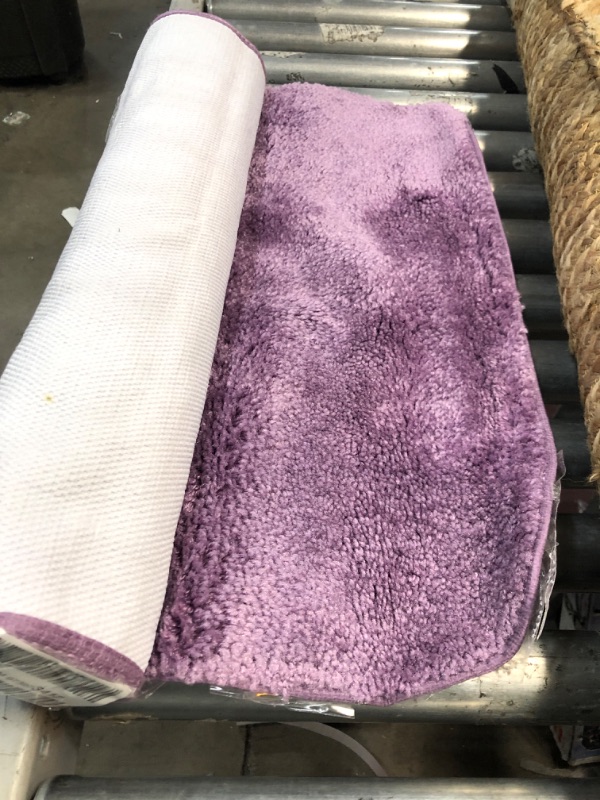 Photo 1 of 24"x40" Traditional Plush Washable Nylon Bath Rug Purple - Garland