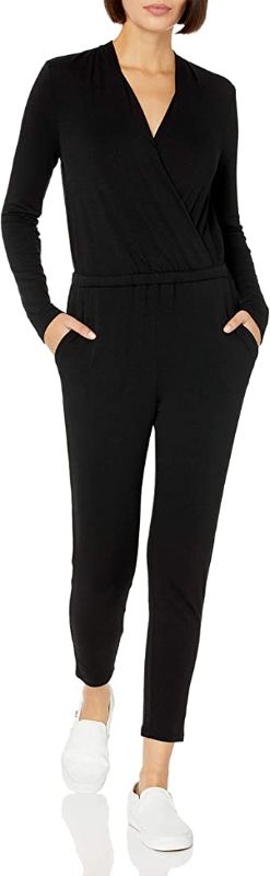 Photo 1 of Daily Ritual Women's Supersoft Terry Long-Sleeve V-Neck Wrap Jumpsuit- size large 