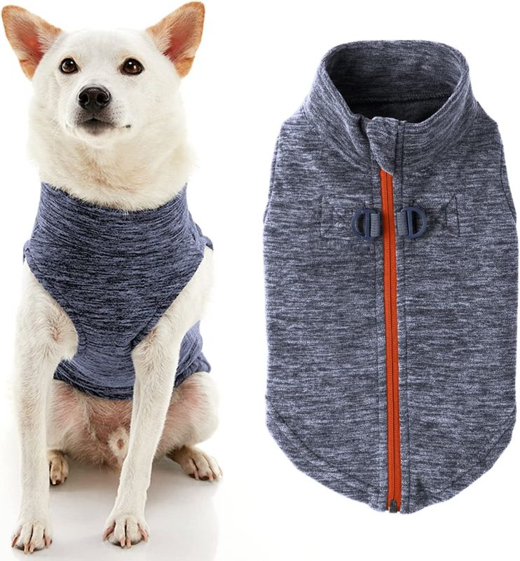 Photo 1 of Gooby Zip Up Fleece Dog Sweater - Warm Pullover Fleece Step-in Dog Jacket Winter Small Dog Sweater - Perfect On The Go Dog Sweaters for Small Dogs to Medium Dogs for Indoor and Outdoor Use Size: X-Large chest (~22.5")

