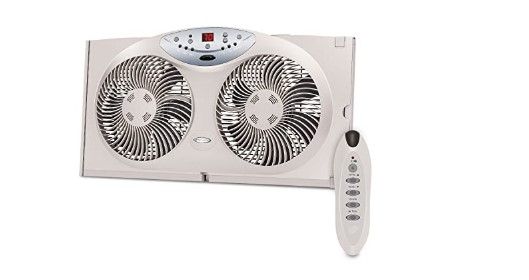 Photo 1 of Bionaire Window Fan with Twin 8.5-Inch Reversible Airflow Blades and Remote Control, White

