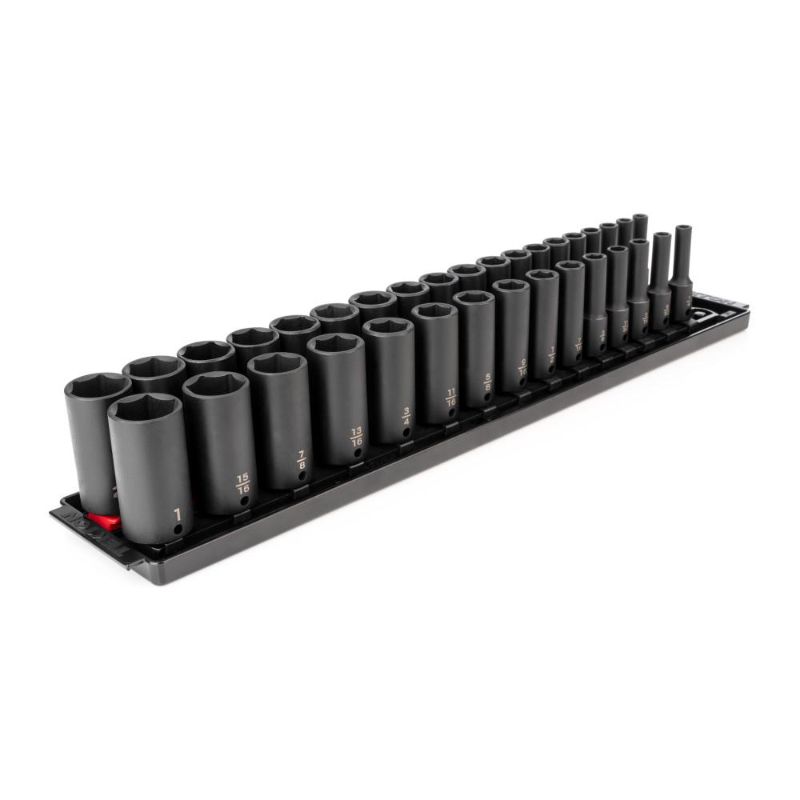 Photo 1 of 3/8 in. Drive Deep 6-pt. Impact Socket Set, 34-pc. (1/4-1 in, 6-24 Mm)
