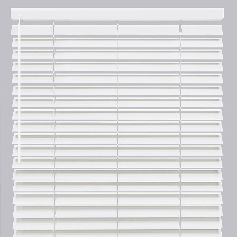 Photo 1 of **Missing Hardware**SimplyLEVOLOR 2-Inch Faux Wood Flat Slat Custom Cordless Window Blind and Shade by LEVOLOR, Made to Order, (White, Size 34 1/2" x 72"
