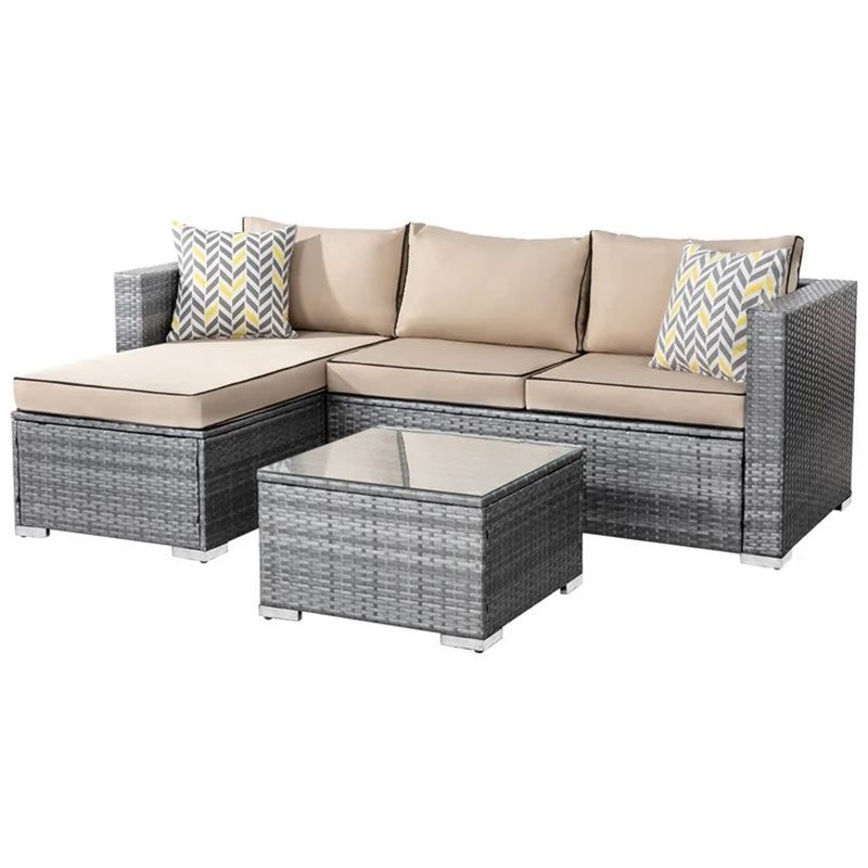 Photo 1 of 3PC PATIO SET WITH CUSHIONS KHAKI