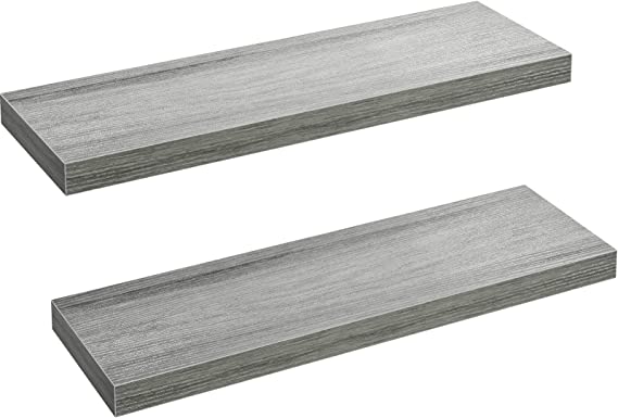 Photo 1 of AMADA HOMEFURNISHING Floating Shelves, Wall Mounted Shelves with Invisible Brackets Set of 2, Grey Shelves 23.6 in W x 9.3 in D x 1.5 in H - AMFS05G
