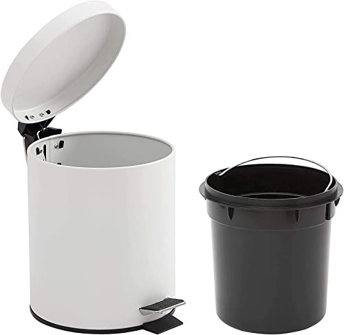 Photo 1 of Addison Home 1.3 Gallon / 5 Liter, Steel Step Trash Can with Removable Inner Bucket, Matte White
