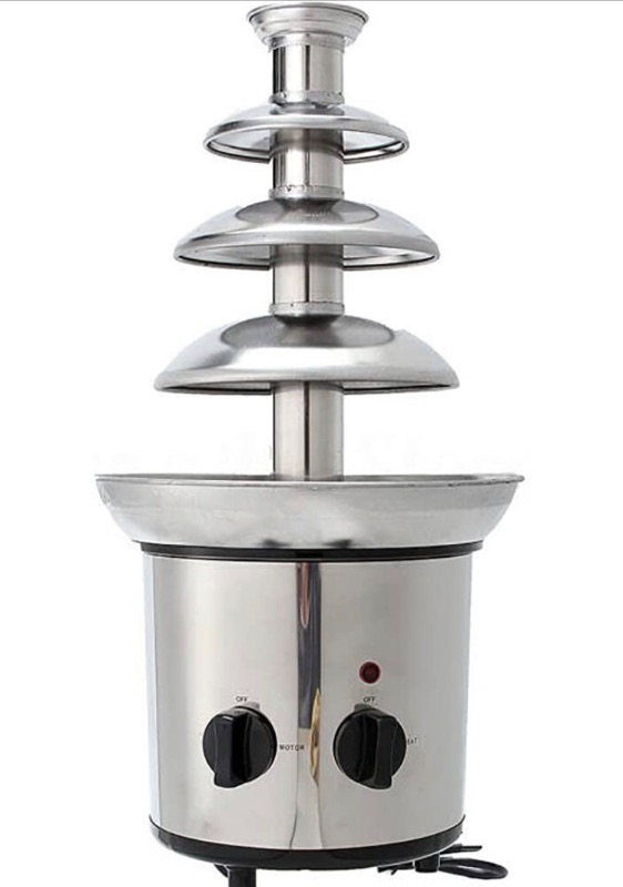 Photo 1 of 4 Tier Stainless Steel Electric Chocolate Fondue Fountain Machine 4-Pound Capacity for Chocolate Candy Butter Cheese (4-Tier)