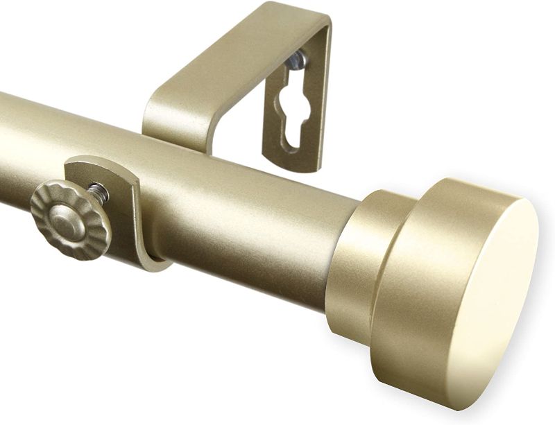 Photo 1 of 2 PACK Rod Desyne Bonnet 1" OD 66-120 inch-Light Gold Single Curtain Rod Set, 66-120"
