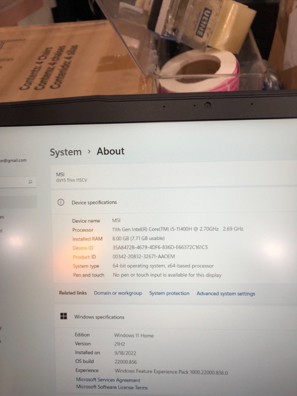 Photo 6 of MSI GV15 15.6" 144Hz Gaming Laptop: Intel Core i5-11400H GTX 1650 8GB 256GB NVMe SSD, Wi-Fi 6, USB Type-C, Nahimic 3 Audio Immersion, Win 11: Black 11SC-633
